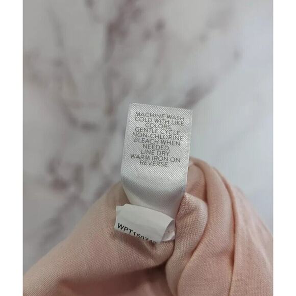 J Jill Pant Women Medium Petite Pink Linen Pull On Minimal Crop Capri Elastic - Picture 8 of 9